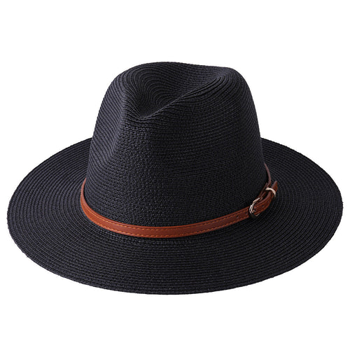 Unisex Straw Fedora Hat with Pineapple and Star Pattern for Beach