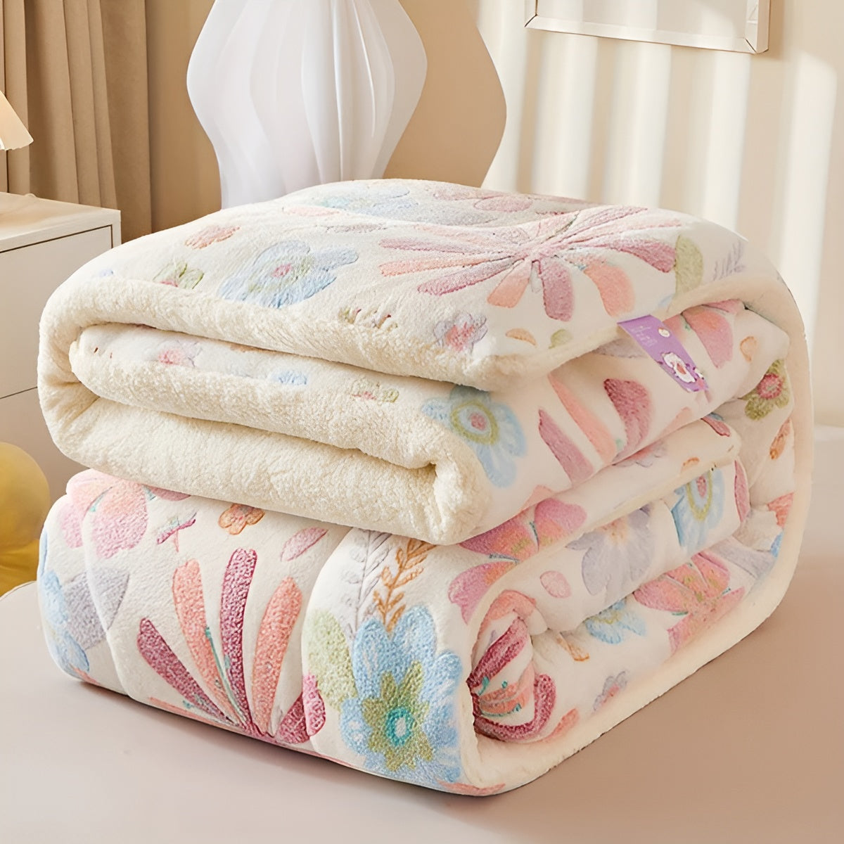 Floral Design Flannel Bed Blanket | Soft, Cozy, Skin-Friendly & Easy Care