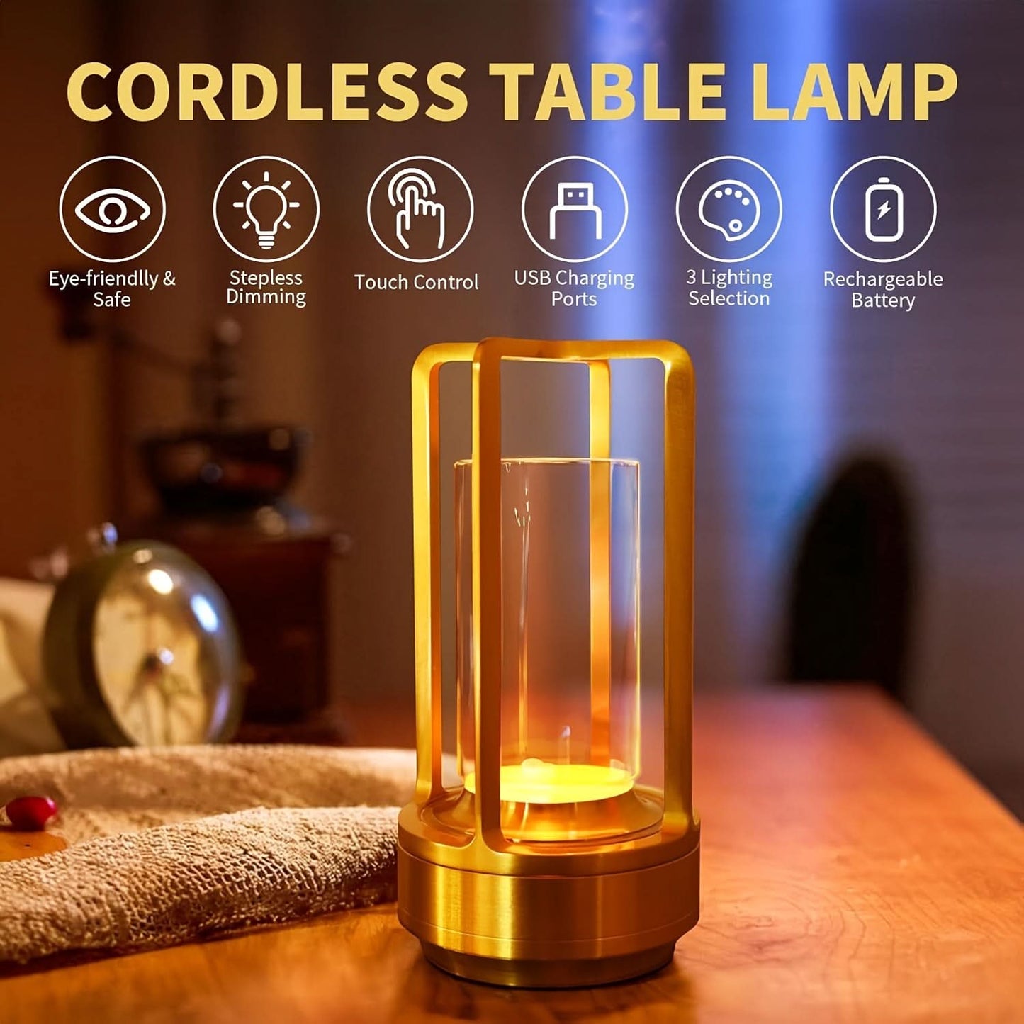 Rechargeable Retro Design Table Lamp