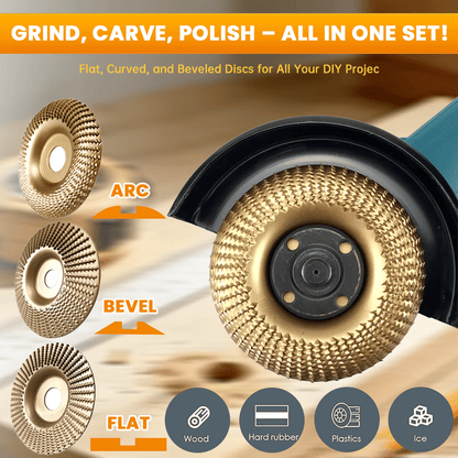 3-Piece Wood Shaping Disc Set for Angle Grinders | Steel for Carving, Shaping & Smoothing
