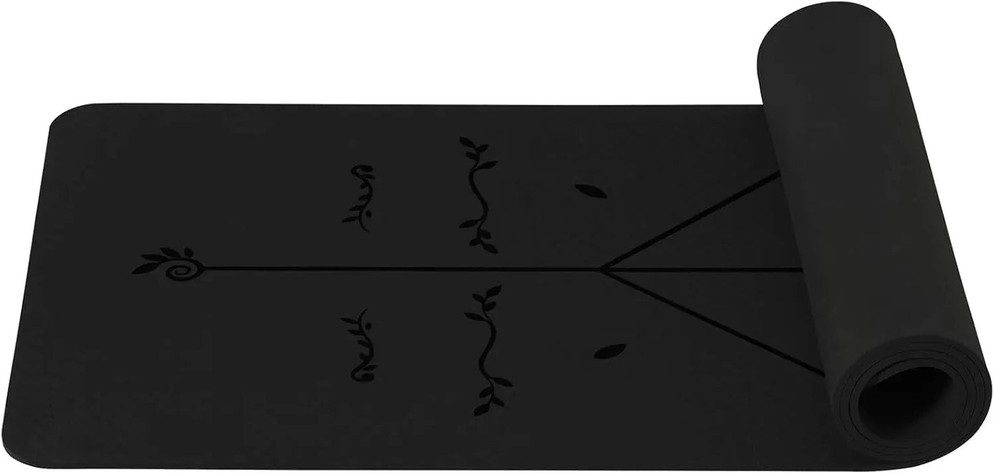 Non-Slip Pilates and Fitness Mat | Skin-Friendly TPE | 183 × 61 × 0.6 cm | With Alignment Lines
