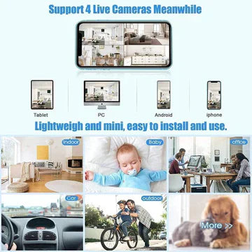 Wireless 1080p Mini Camera with Night Vision and Magnetic Mount
