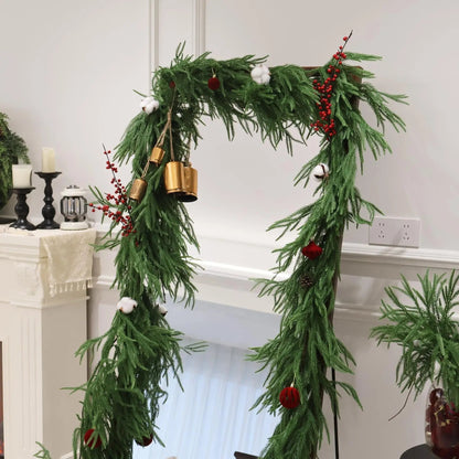 180 cm Artificial Norfolk Pine Christmas Garland | Realistic Holiday Decoration for Fireplace and Table