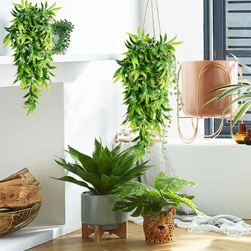 Artificial Bamboo Hanging Plant | 80 cm | Green | Indoor and Outdoor Wall Decor