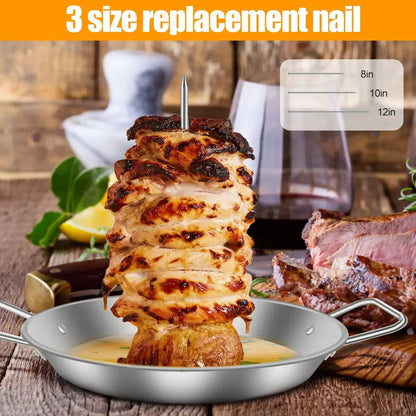 Stainless Steel Vertical Grill Skewers with Drip Tray | Set of 3, 20–30 cm