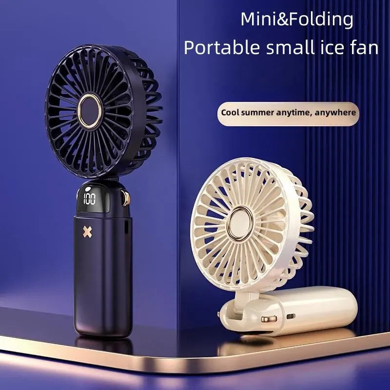 Compact USB Desk Fan with Phone Holder | Mini Handheld Fan | 5 Speed Settings | Quiet Operation