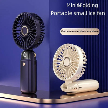 Compact USB Desk Fan with Phone Holder | Mini Handheld Fan | 5 Speed Settings | Quiet Operation