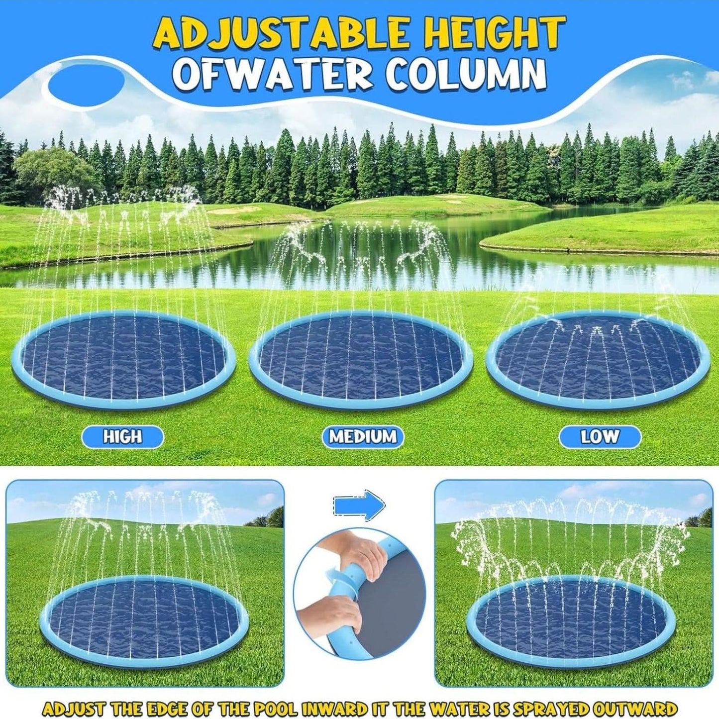 Large Water Sprinkler Play Mat for Pool Fun