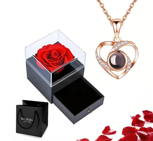 Roman Necklace | Eternal Rose and Heart Pendant | Luxurious Gift Set
