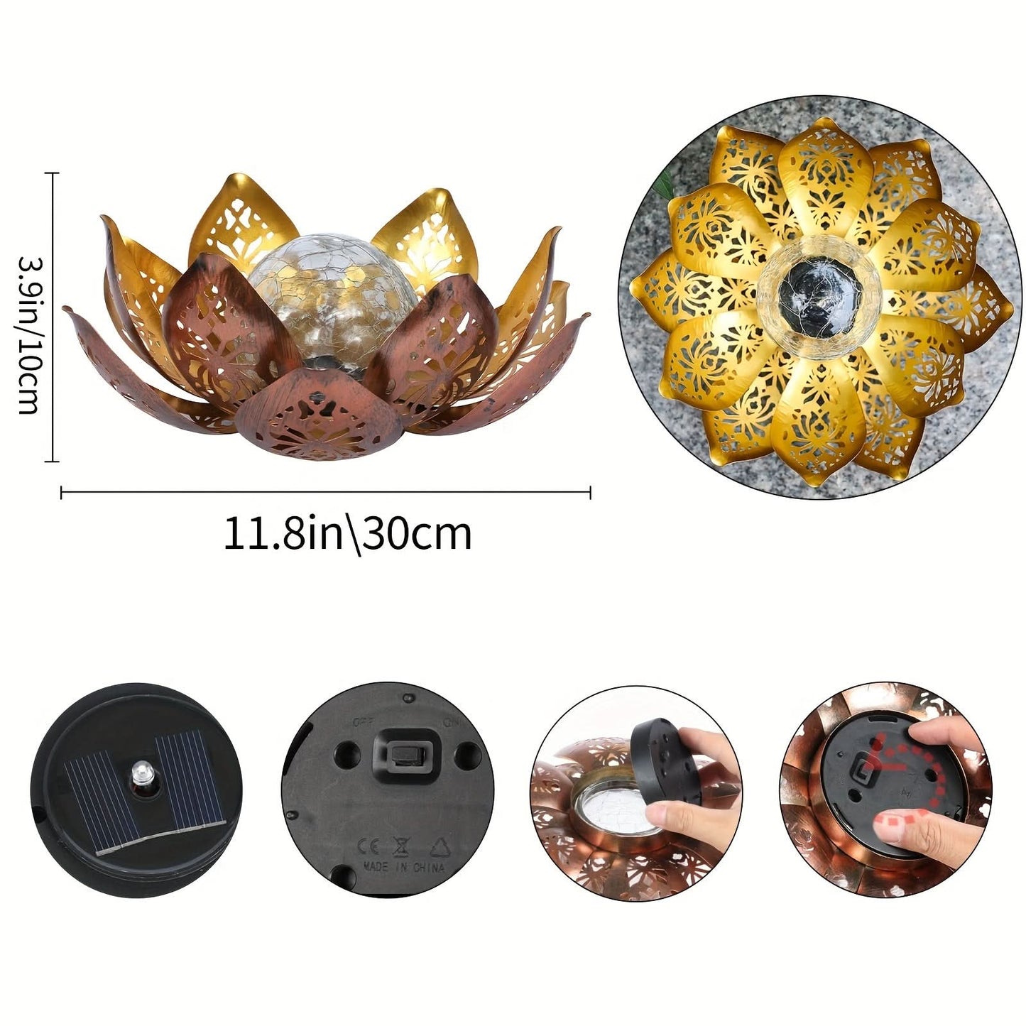 Solar Garden Lamp in Lotus Design