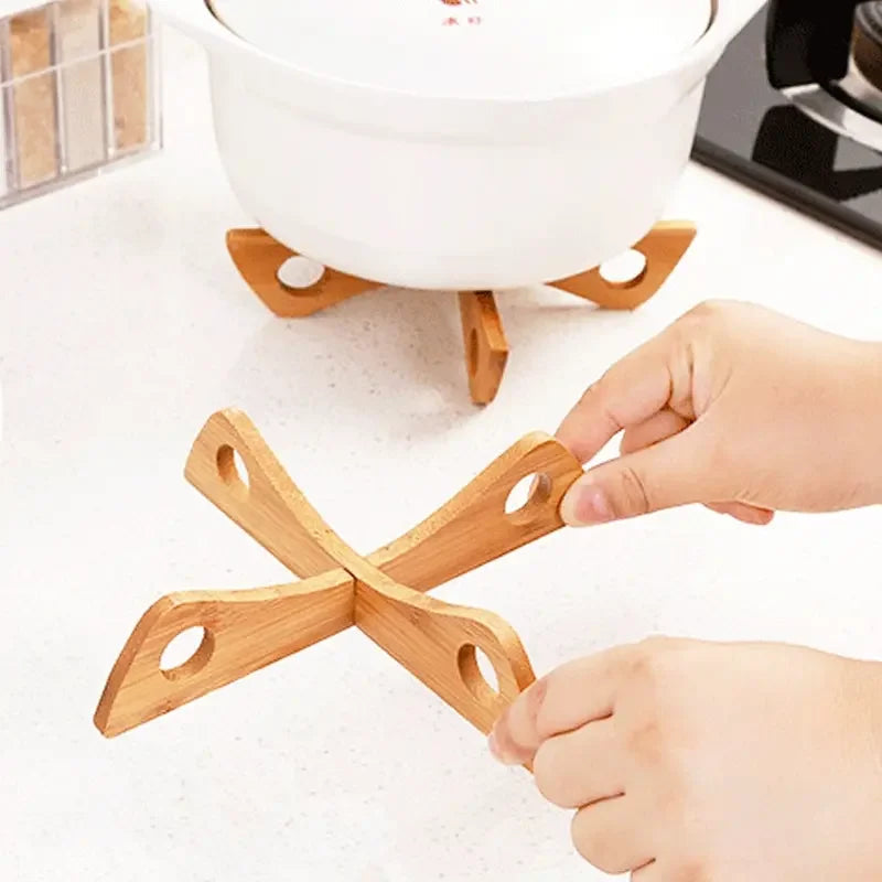 Removable Tray Holder with Bamboo Base | Heat Resistant & Non-Slip | 20×4.1 cm