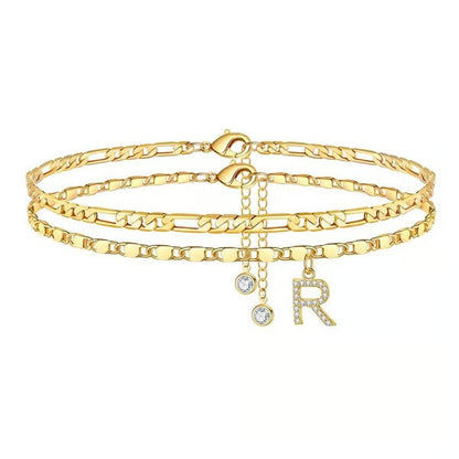 Customizable Layered Anklet | Adjustable & Hypoallergenic | Gold/Silver | 21.5 cm + 5 cm