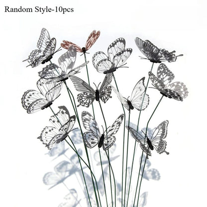 Garden Decoration Butterfly Stakes, Set of 10 | Realistic Design | PVC Material | Outdoor Decor