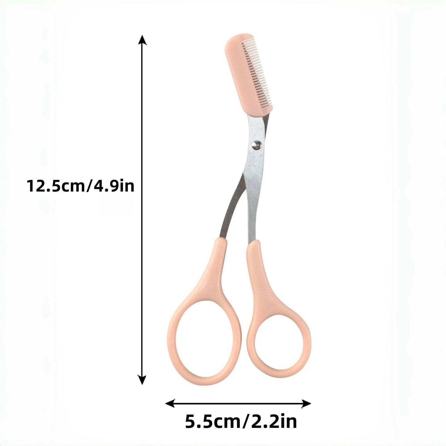 Integrated Comb Eyebrow Scissors for Precise Grooming and Styling - Stainless Steel and Plastic