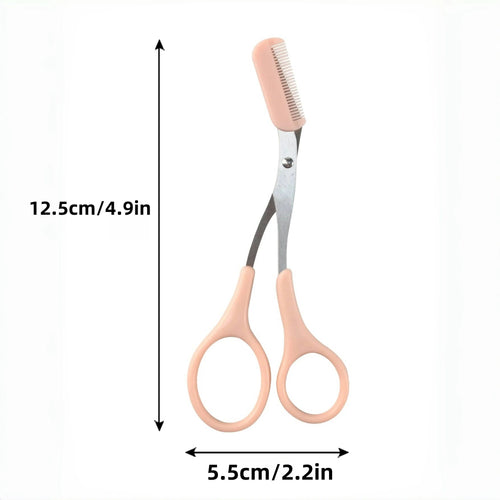 Integrated Comb Eyebrow Scissors for Precise Grooming and Styling - Stainless Steel and Plastic