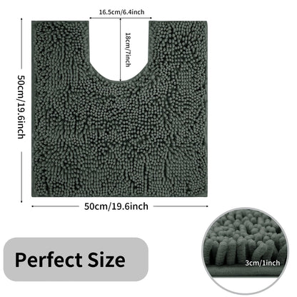 U-Shaped Toilet Mat – Chenille Bath Rug with High Absorbency, Non-Slip, Machine Washable, Soft and Cozy
