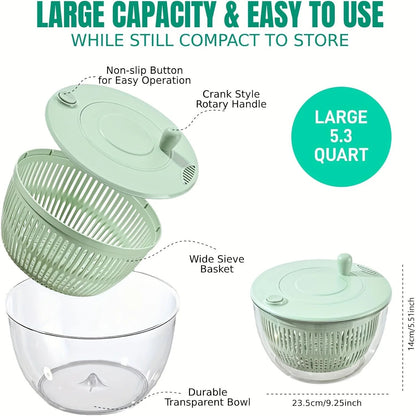 Versatile Salad Spinner with Multi-Cutting Inserts for Effortless Meal Prep