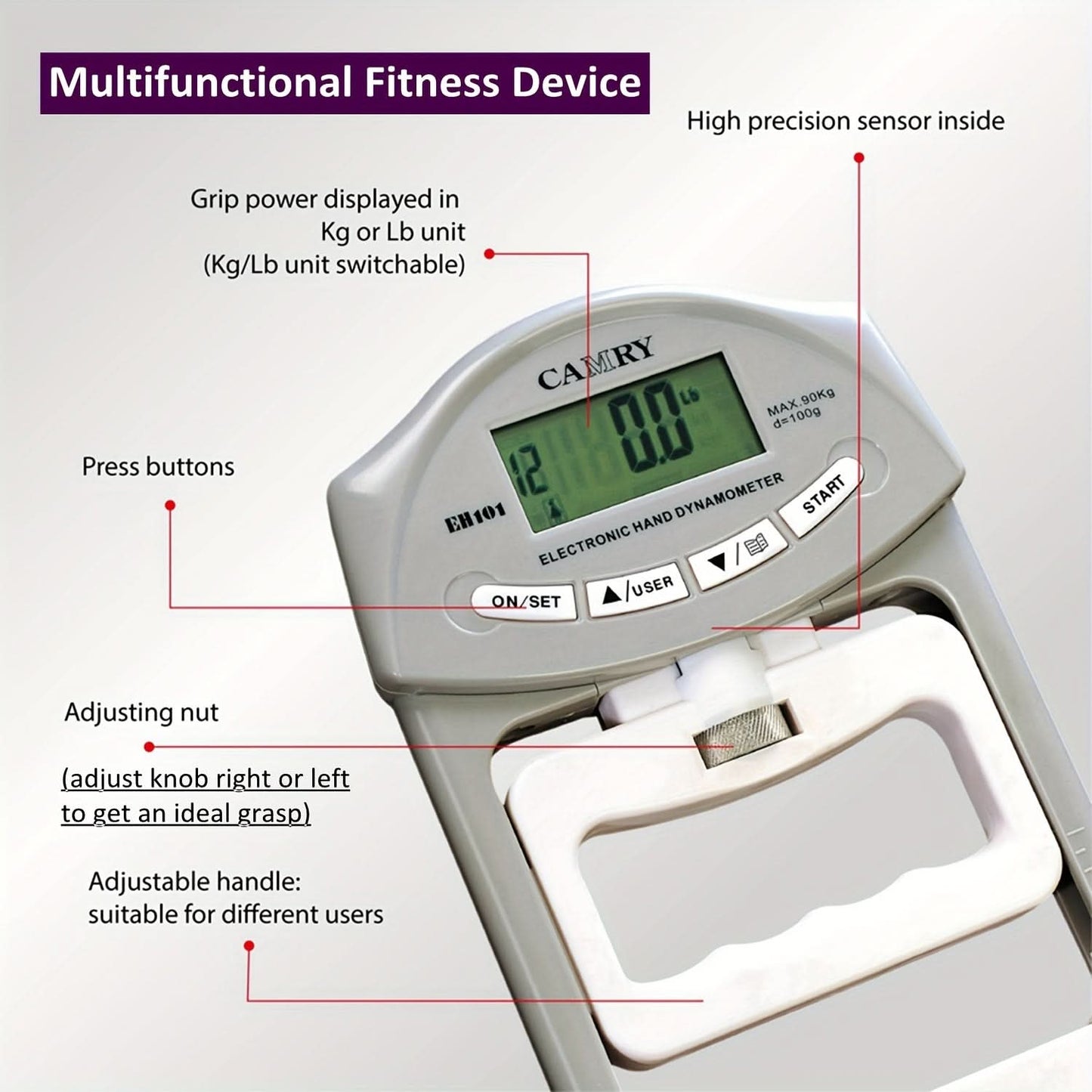Digital Grip Strength Tester – Grip Meter Device
