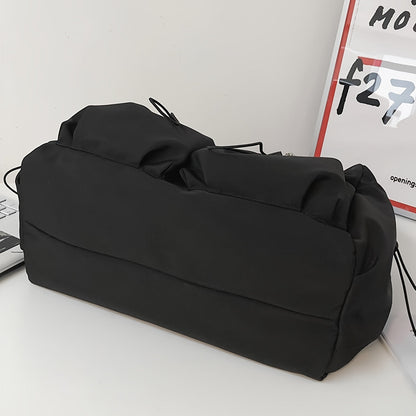 Nylon Messenger Bag for Daily Use – Black Shoulder Bag with Zipper
