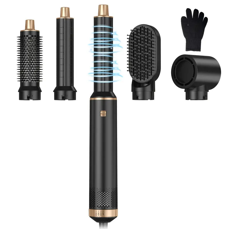 5-in-1 Hair Styling Kit - Hair Dryer, Curling Iron and Straightening Brush
