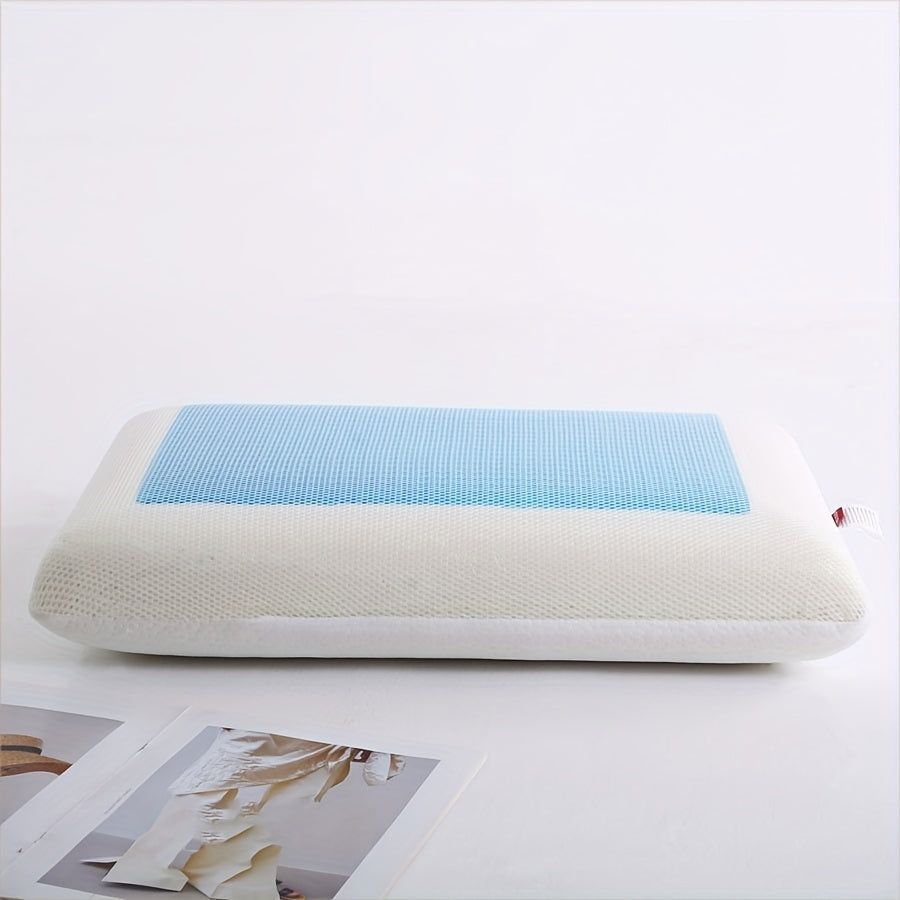 Ergonomic Memory Foam Pillow with Cooling Gel Core and Breathable Mesh - 1pc for Neck and Back Support