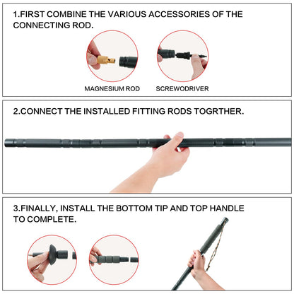 Aluminum Trekking Pole with Survival Tools | Adjustable Up to 106 cm | Shock-Absorbing Tip | Includes Camouflage Carry Bag