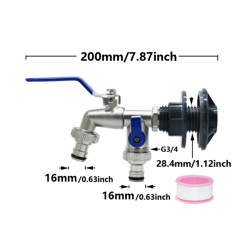 IBC Tank Adapter Valve | 16 mm Connection | Hose Connector for Water Tap | Rain Barrel Tube Adapter