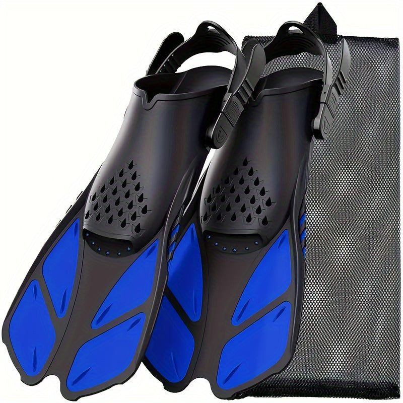 Snorkel and Swim Fins with Adjustable Straps, Open Heel & Compact Design - Ideal for Travel and Water Sports