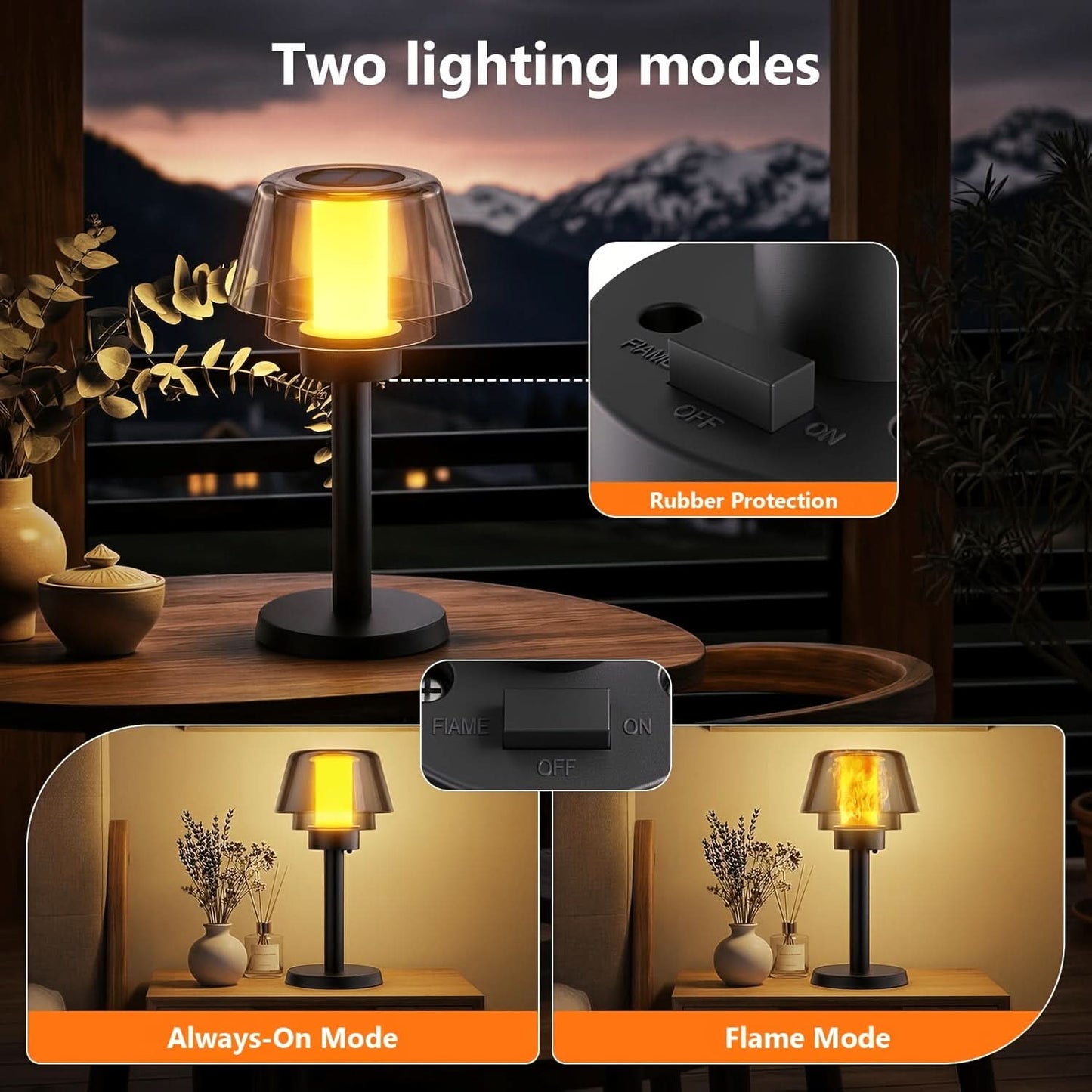 Table Light with Flame Design for Pathway Illumination