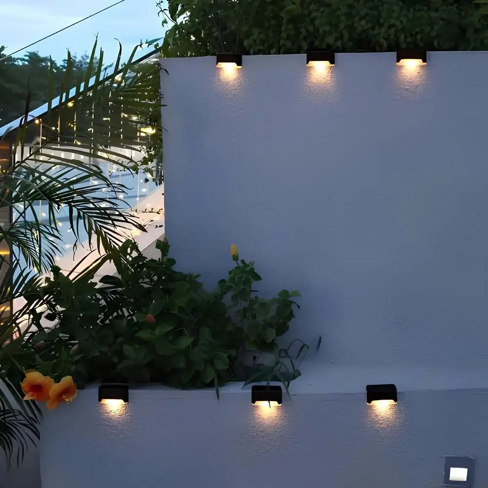 Solar-Powered LED Step Lights for Outdoor Stairs, Garden Paths, and Patios