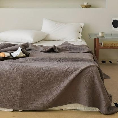 Cozy Leaf Design Cotton Throw Blanket