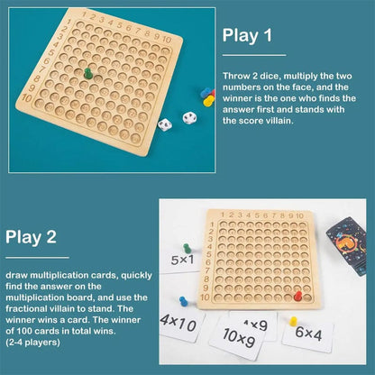 Math Mastery Game - Wooden Multiplication Board for Kids