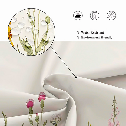 Serene Botanical Waterproof Shower Curtain for Your Bath