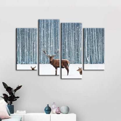 Winter Serenity: 4-Piece Canvas Art Set for Tranquil Spaces