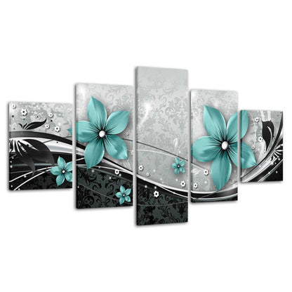 Vibrant Floral Canvas Art Set - 5 Panel Design