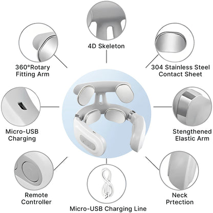 Wireless Neck Massager with Heat – 6 Modes, 15 Intensities, Auto Shut-Off