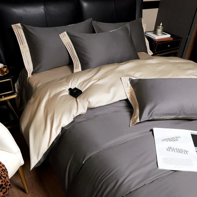 Satin-Cotton Bedding Set - Elegant Comfort for Your Bedroom
