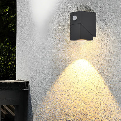 Waterproof Black Wall Lamp with Adjustable Motion Sensor and Up/Down Light