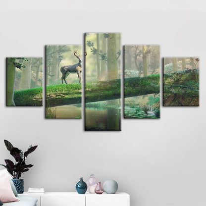 Serene Woodland Deer - 5-Piece Canvas Art Set
