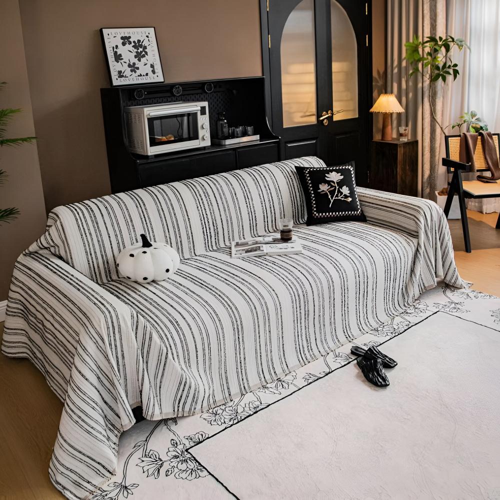 Chic Striped Chenille Sofa Protector
