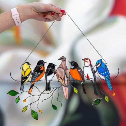 Stained Glass Window Decor with Bird Design