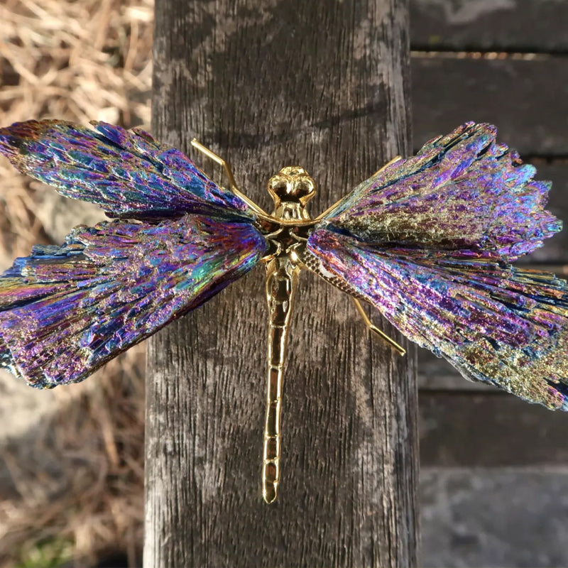 Dragonfly Pendant with Tourmaline and Kyanite Gemstones