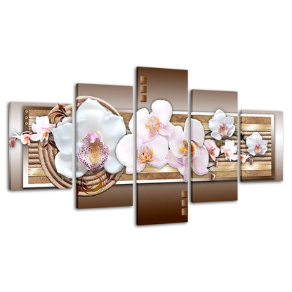 Stunning 5-Piece Canvas Art with Metallic Floral Design