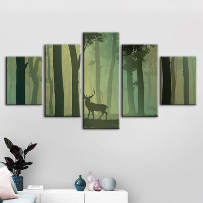Serene 5-Piece Deer Silhouette Canvas Art Set