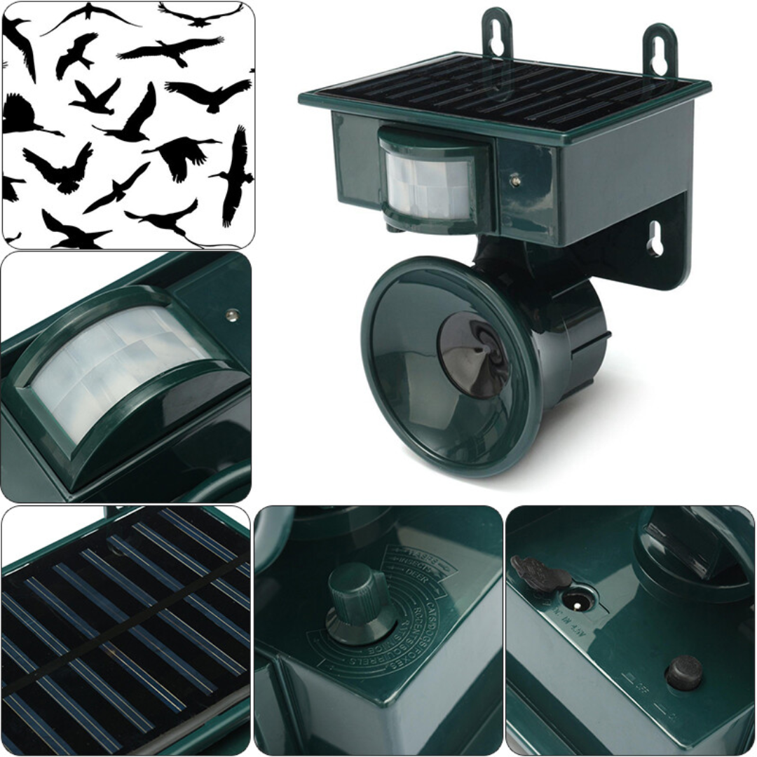 Weatherproof Solar Bird Deterrent with PIR Motion Sensor and Natural Sounds