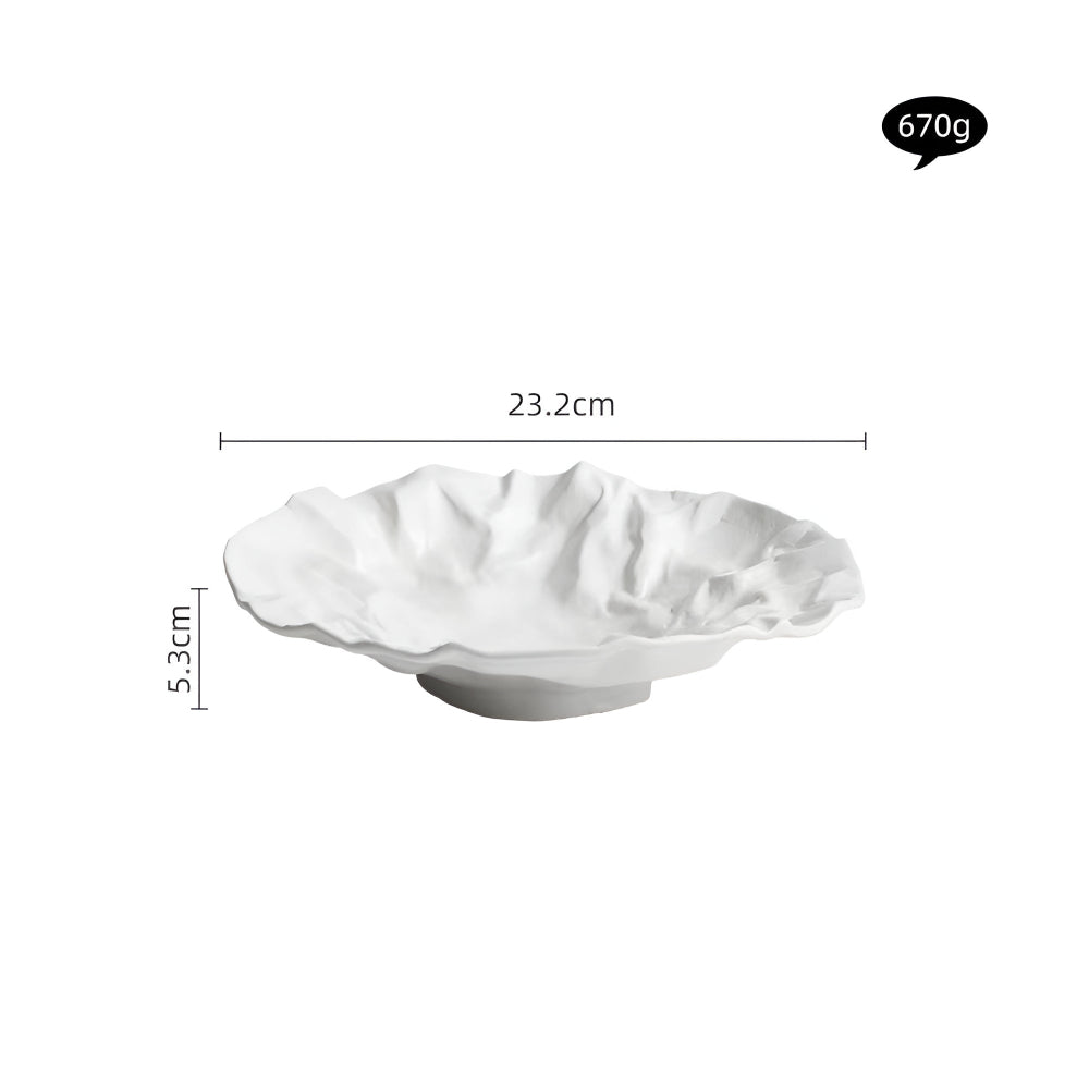 Elegant Crinkle Design Ceramic Dining Plate