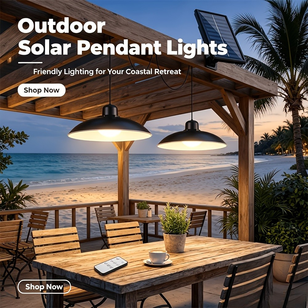 Solar Pendant Light with Dual Heads for Outdoor Use