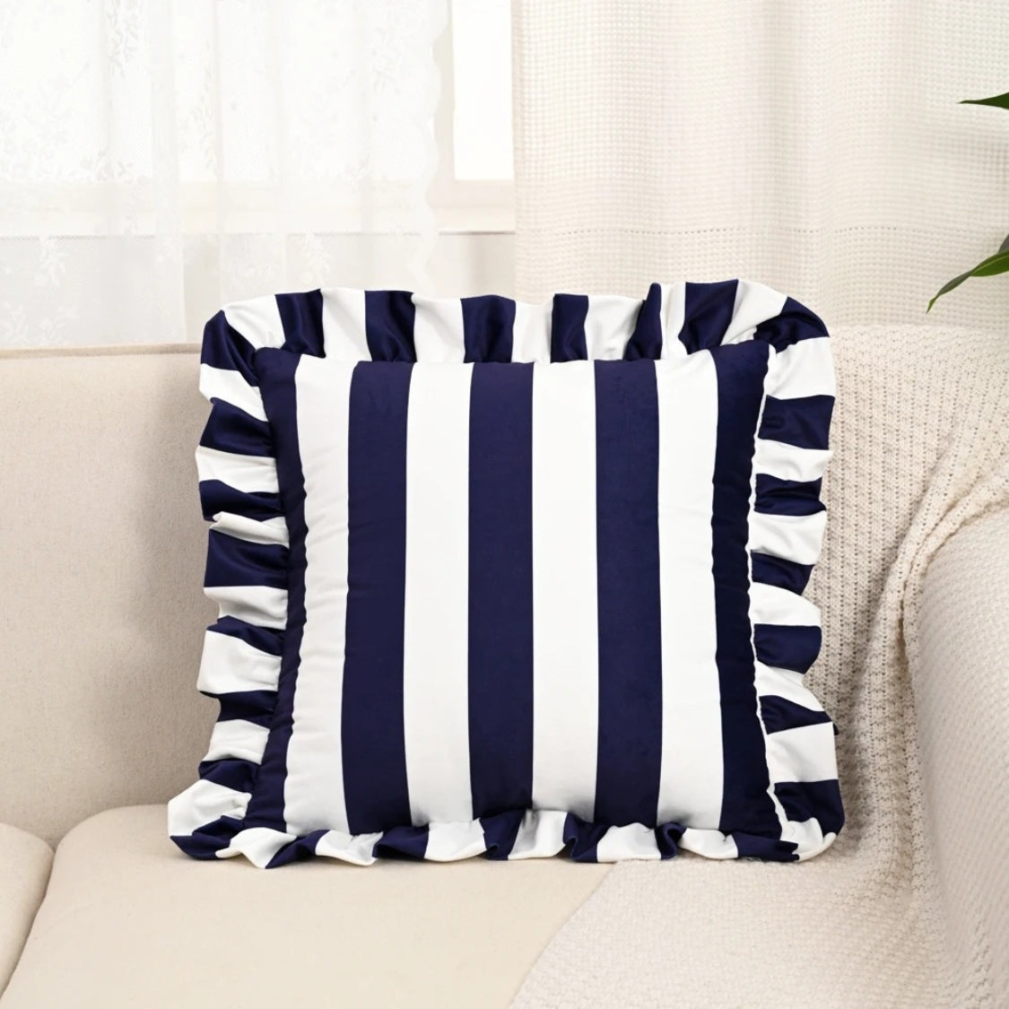 Chic Striped Ruffle Pillow Cover for Elegant Spaces