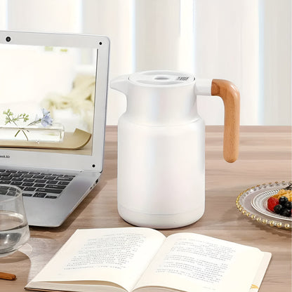 Sleek Insulated Carafe with Wood Grip for Effortless Serving