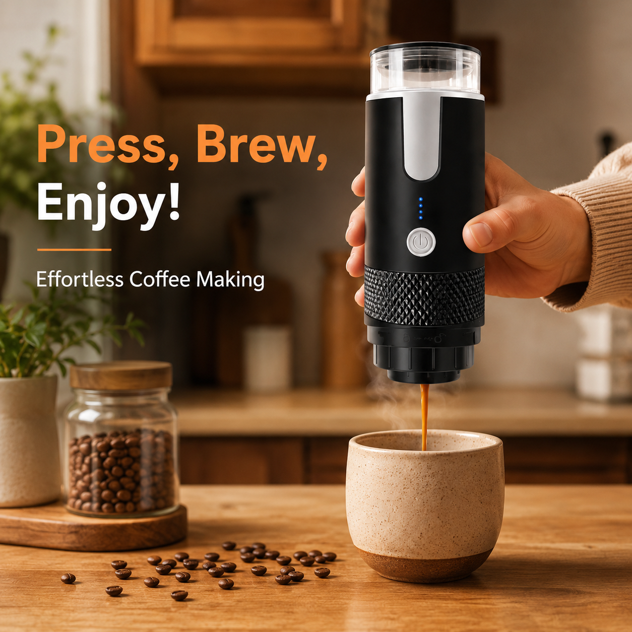 Espresso Machine for Ground Coffee and Capsules – Portable Design